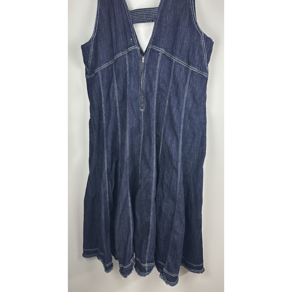 Anthropologie x Pilcro Seamed V-Neck Denim Dress Women's Anthro Plus Size 26W 26 - Picture 5 of 16